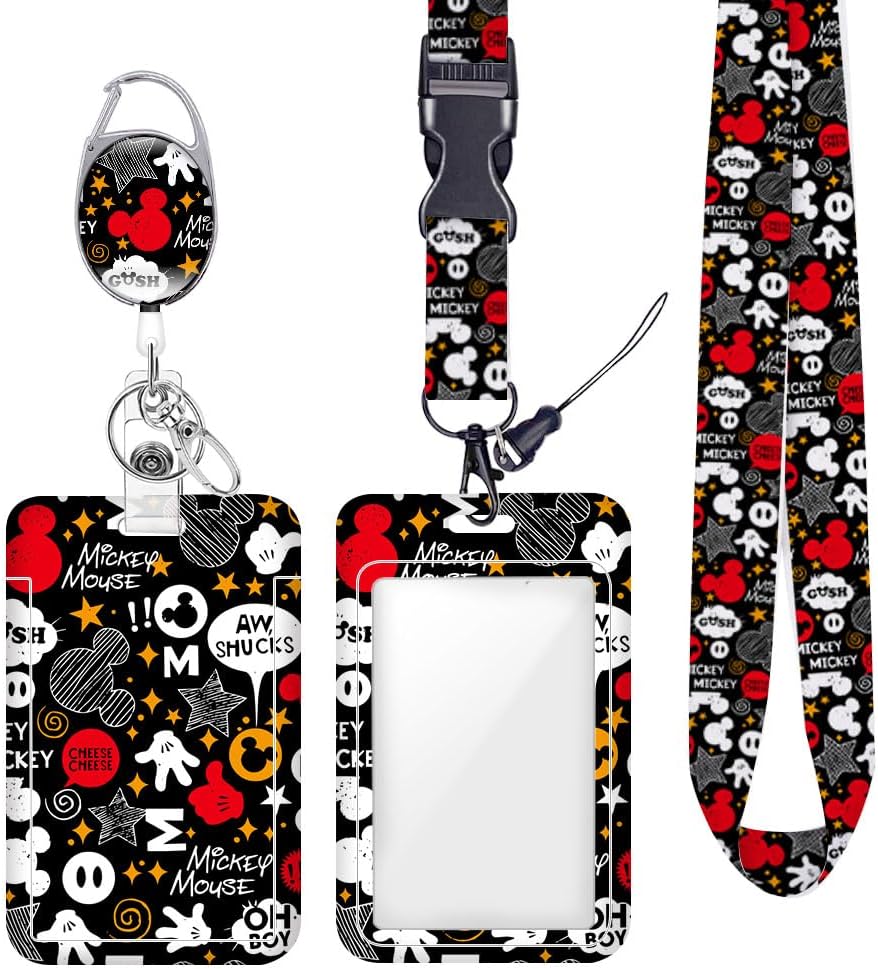 ID Badge Holder with Lanyard Retractable Badge Reel Cute Funny ID Card Holder Cartoon Mouse Themed Gift Lanyards for ID Badges Vertical ID Protector Badge Clip for Nurses Doctors Teachers Businessman - Amazon product rated Grade C