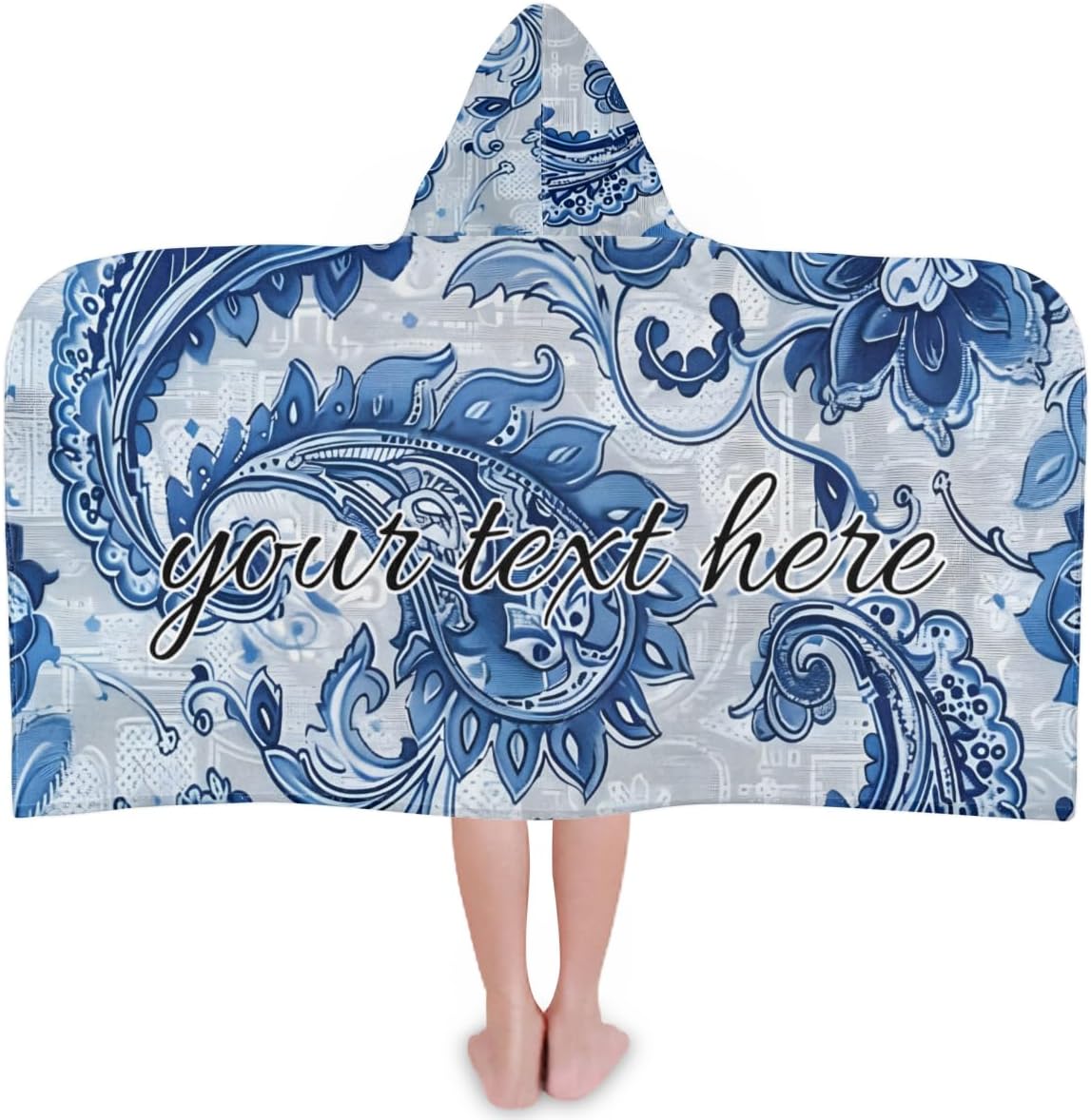 Boho Mandala Indian Personalized Kids Beach Towel for Boys Girls, Custom Name Hooded Bath Towel Quick Dry Absorbent Beach Blanket Pool Swimming Towels