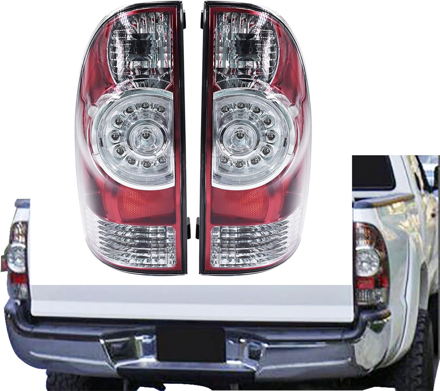Silscvtt Rear Brake Tail Lights Assembly Replacement for Toyota Tacoma 2005-2015 Left and Right Side Tail Lamps 8156004160 8155004160