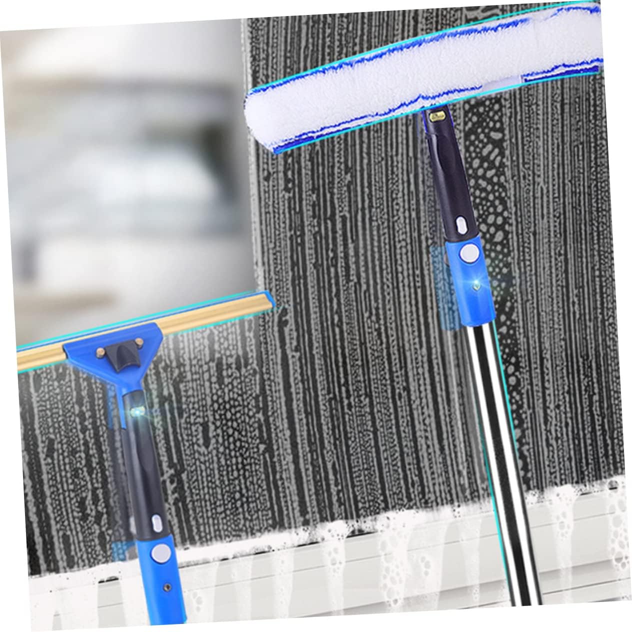 Microfiber Window Cleaning Squeegee Kit with Extendable Pole for Car Shower and Sliding Door Versatile Window Cleaner with Scrubber for Efficient Cleaning Random Style