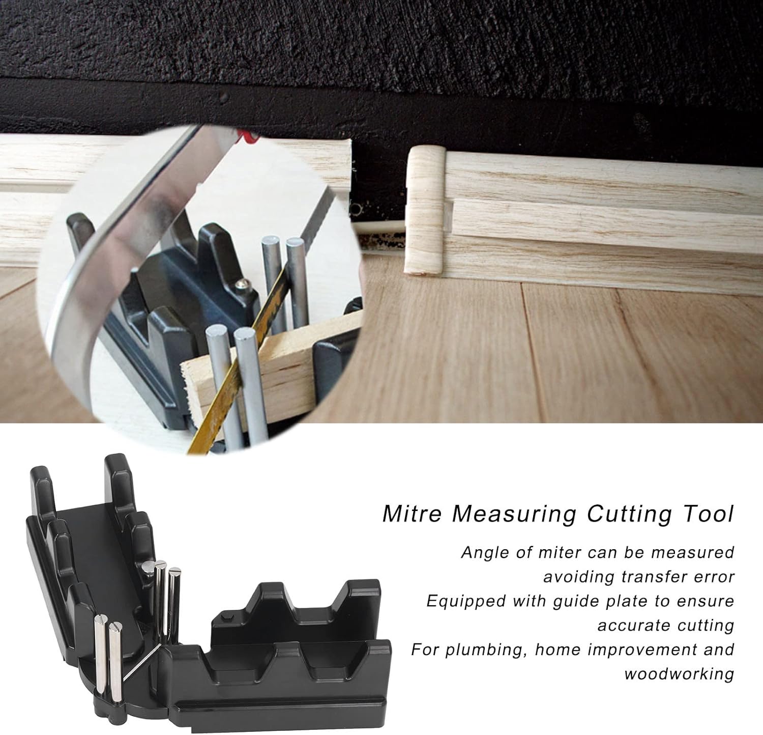 Gavigain 2-in-1 Mitre Measuring Cutting Tool, Miter Saw Protractor Tool Professional Angle Measuring Tool for Pipeline Installation Home Improvement Carpentry Woodworking Craft