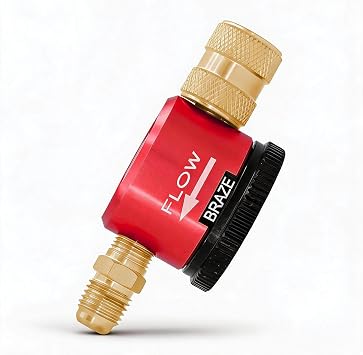 Nitrogen Purge Tool with 3-Position Dial & 1/4" Connector, 50-200psi Regulator for HVAC Brazing & Purging, Prevents Oxidation Removes Debris