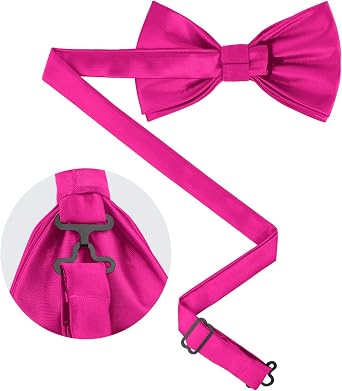 Bow Ties for Men Solid Pre-Tied Bowties Pockets Square Cufflinks