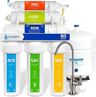 Express Water Reverse Osmosis Deionization Water Filtration System – 6 Stage RO Water Filter with Faucet and Tank – Under Sink Water Filter – with Deionization Water Filter – 100 GPD