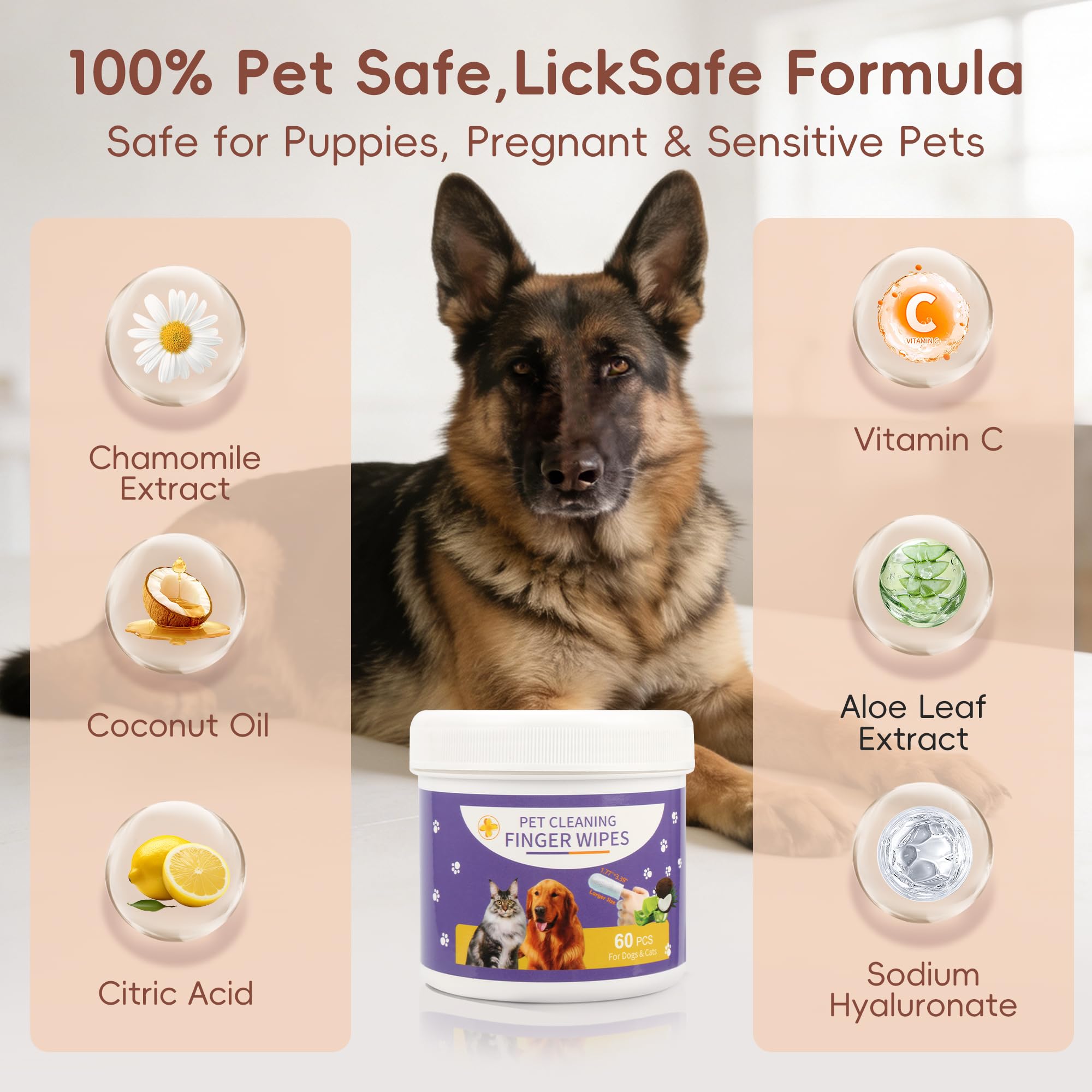 Toallitas de limpieza de dedos de perro, 60 unidades, toallitas de limpieza dental para mascotas, kit de cepillado de dientes para perros, gatos, eliminación de sarro, cepillo de dientes de