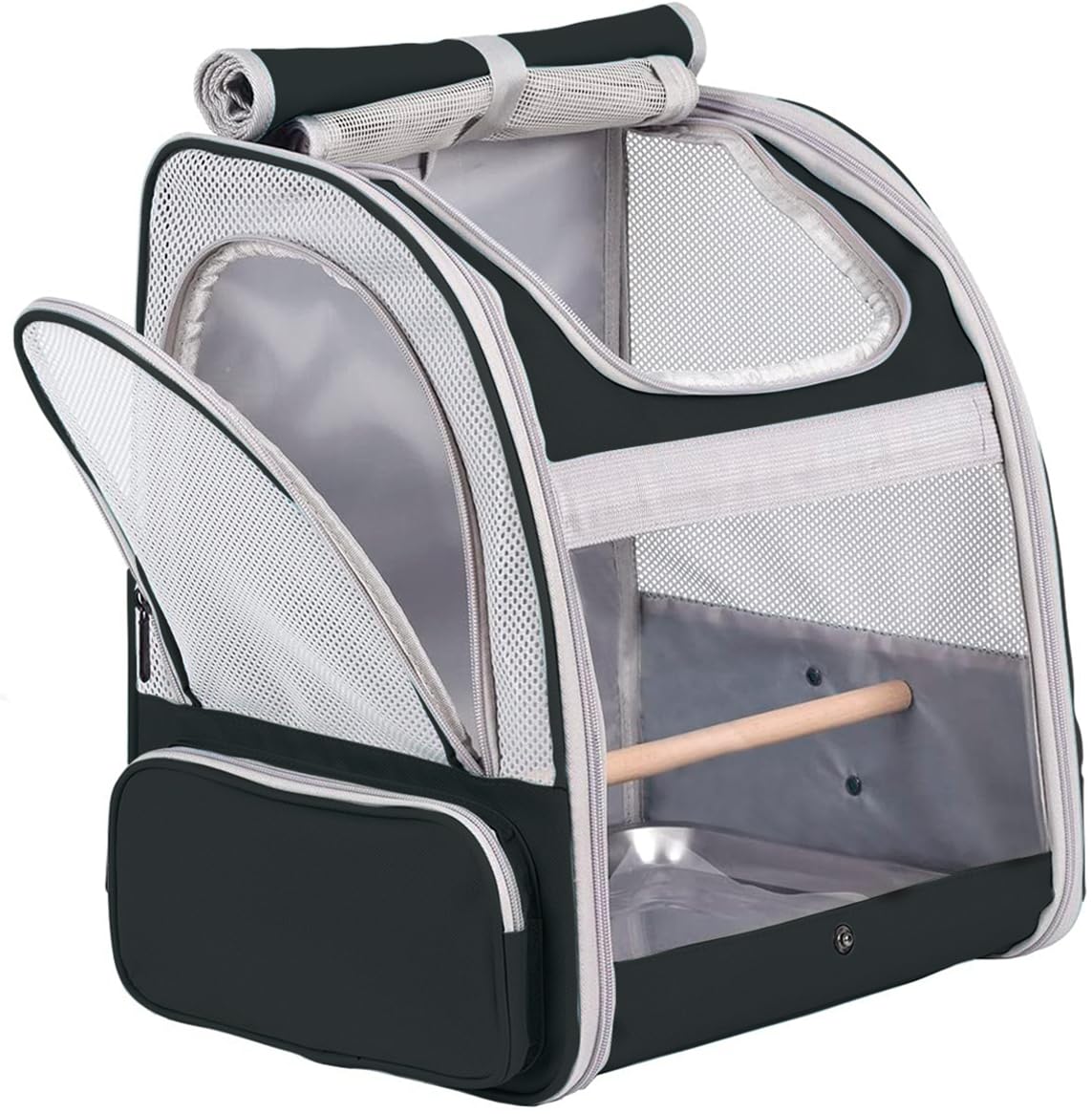 Mochila transportadora para pájaros con soporte para pájaros, mochila de viaje para senderismo, mochila de pájaro verde aprobada por aerolíneas