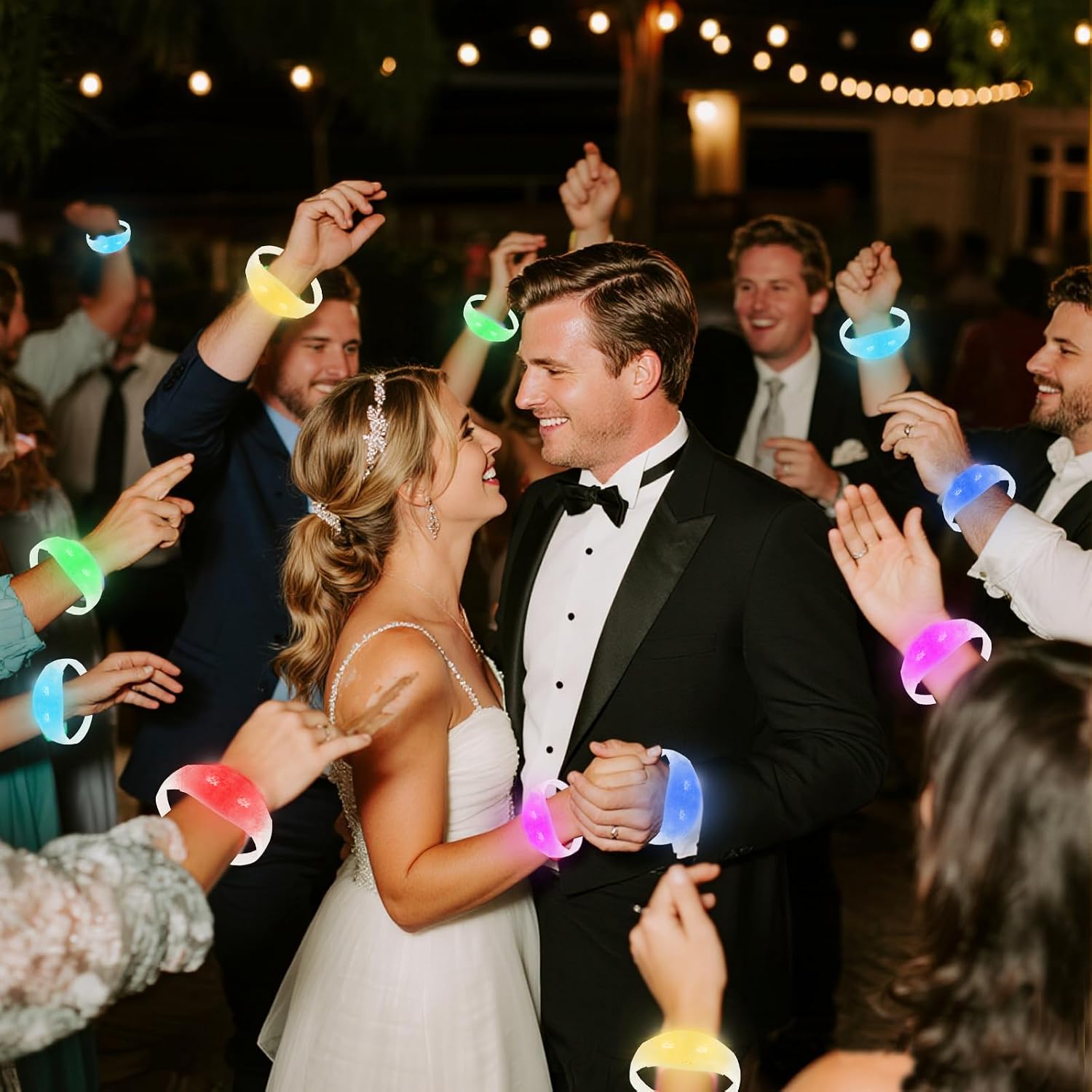 100 Pcs Sound Activated LED Glow Bracelets Light Up Bracelets for Adults Glow in the Dark Neon Birthday Party Favors