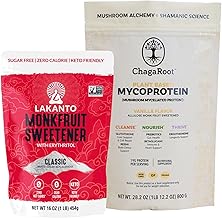 Lakanto Classic Monk Fruit Sweetener with Erythritol 1 lb and ChagaRoot MycoProtein Mushroom Protein Powder Vanilla 1.76 lb