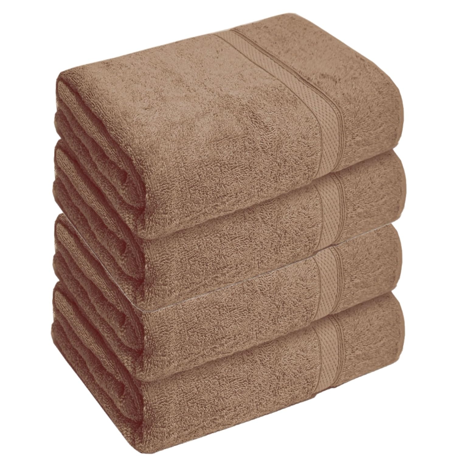 Diamond Tex Large Jumbo Bath Sheets Luxury 100% Egyption Cotton XL Towels Super Absorbent Quick Dry Big Bathroom Soft Towels Size 80x140cm (2, Latte)