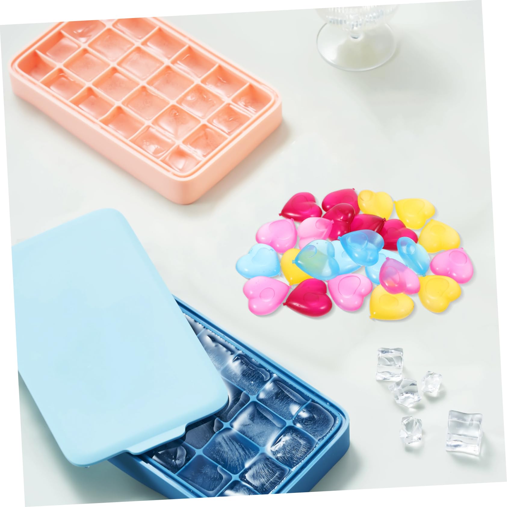 Cabilock 96piezas Cubos De Hielo Reutilizables Para Bebidas Coloridos y Transparentes Para Cocteles y Vinos Decoración De Jarrones y Hogar