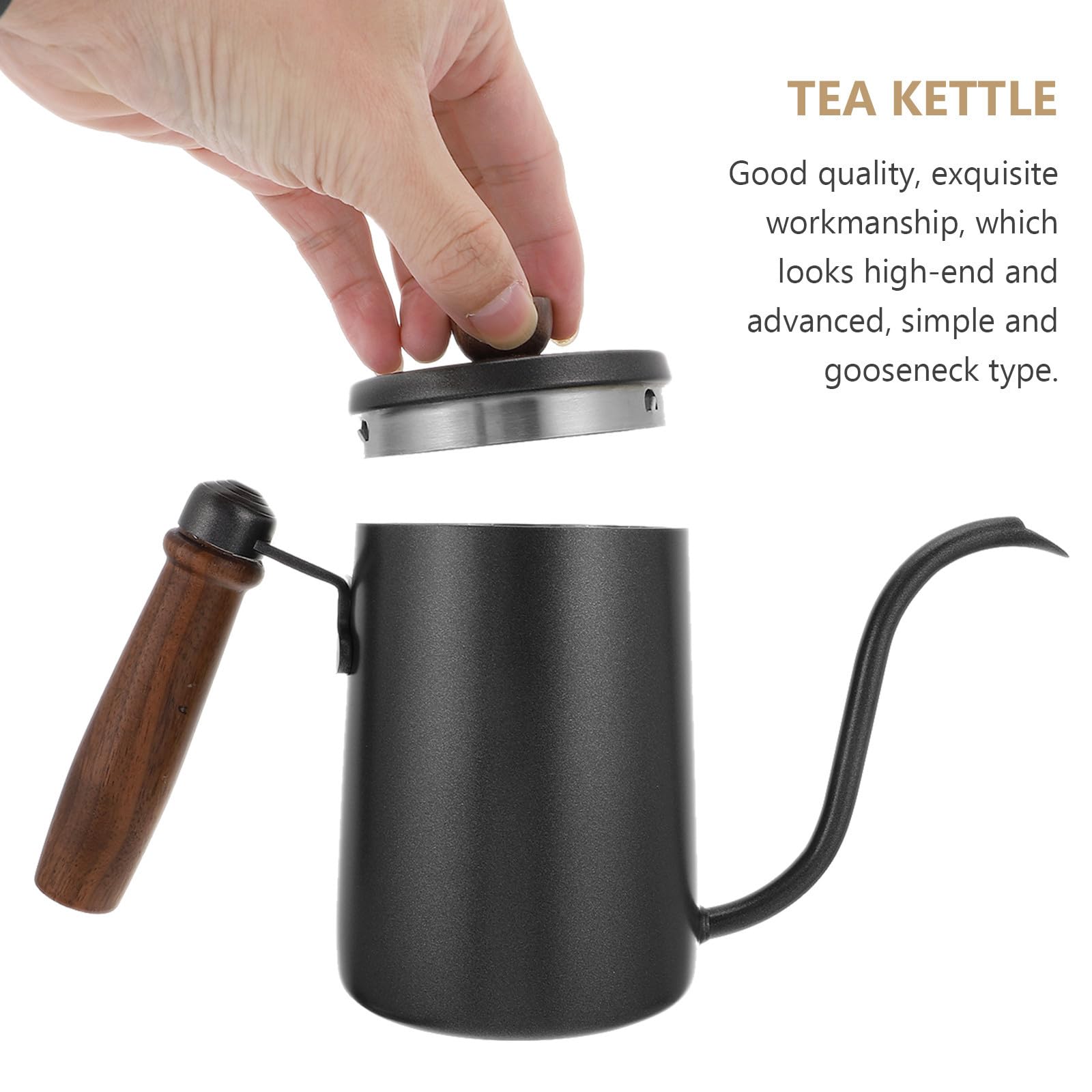 Bollitore Caffè Tipo Collo D’oca in Acciaio Inox 600ml Nero