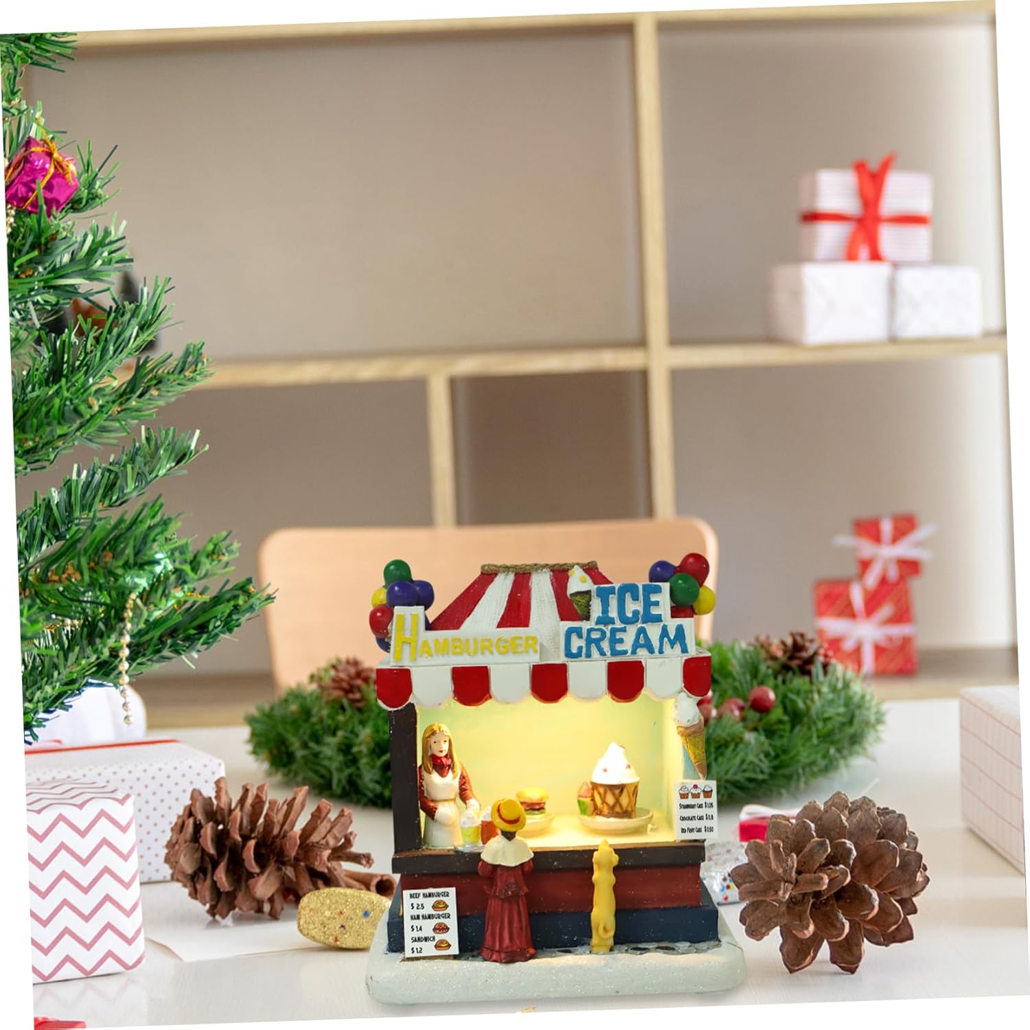 Christmas Luminous Resin House Decoration Led Light up Xmas Micro Landscape Ornament for Desktop Snowy Villa Design for Holiday Home Decor