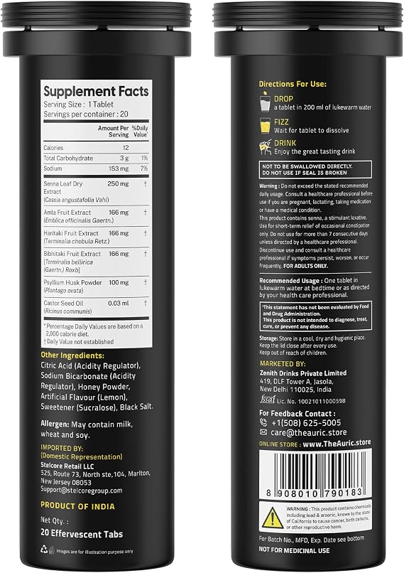 Auric Flush 365 Effervescent Tab | Refreshing Fizzy Drink | 80 Tabs