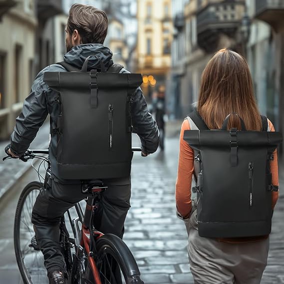 hk Roll Top Backpack Large 15.6 Inch Laptop Backpack with USB Port