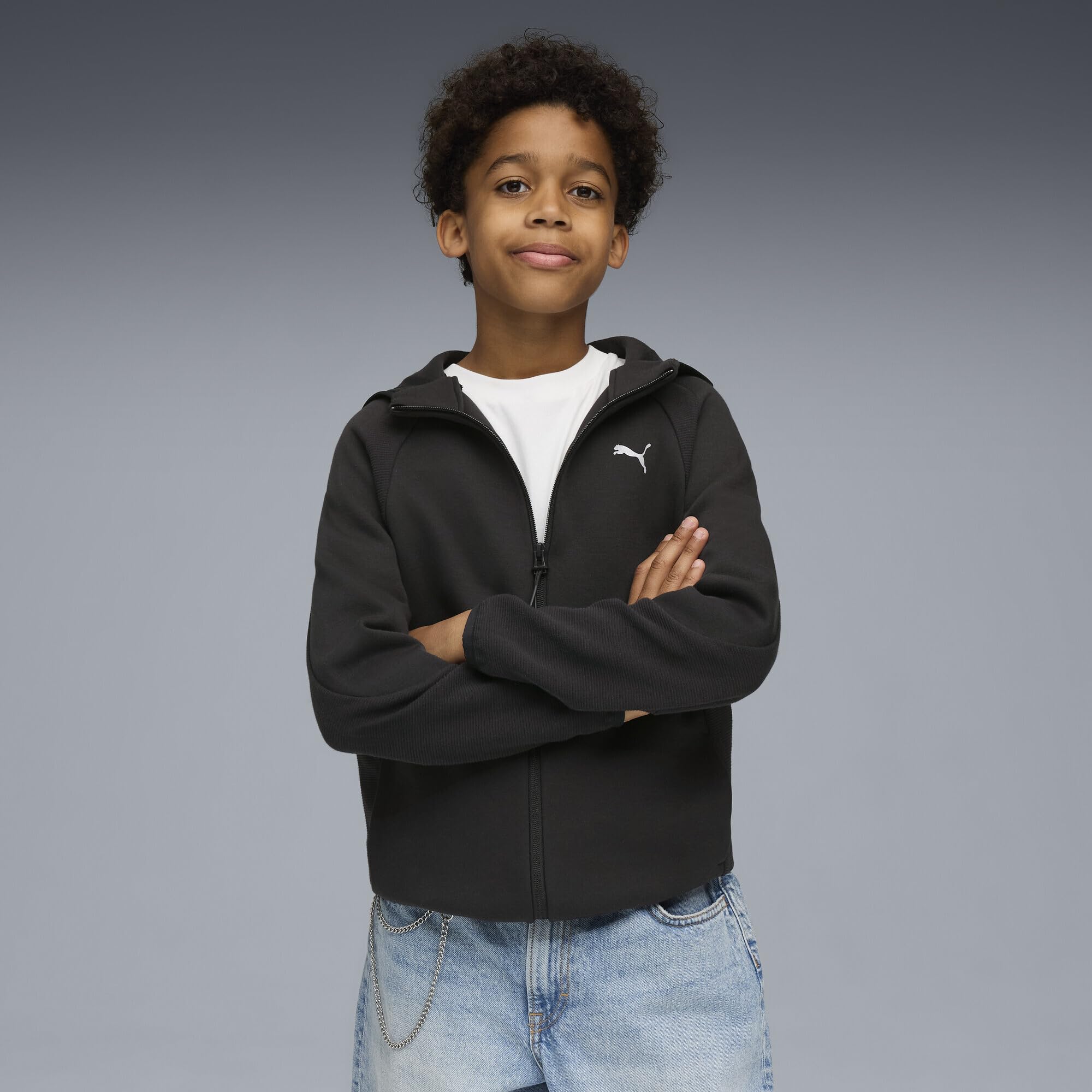Puma Jungen Evostripe Full-Zip Hoodie Dk B Sweatjacken (1er Pack)