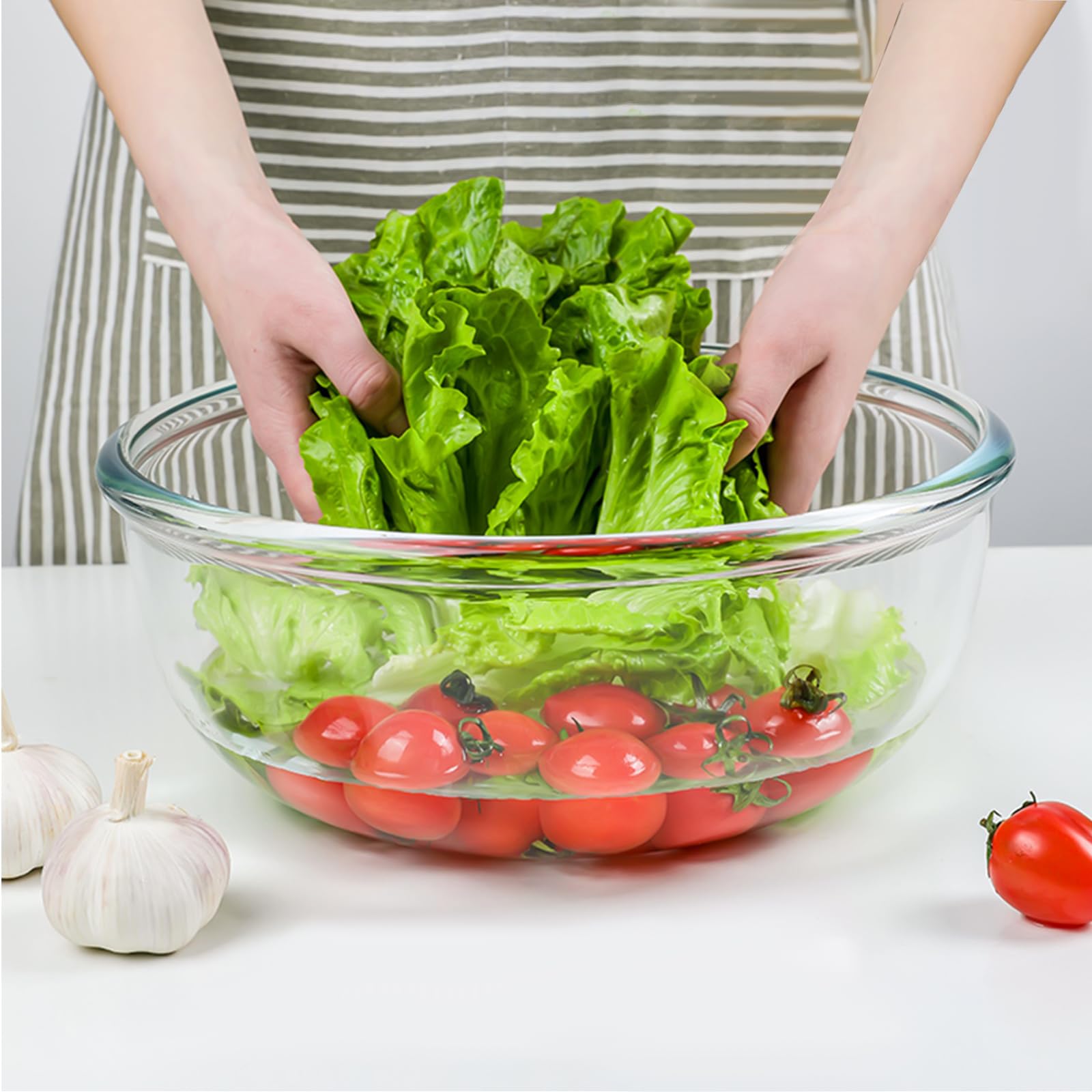 Extra große Glasschale für Sauerteigbrot, Glas-Rührschüssel für Sauerteigbrot mit Deckel, Backbehälter für Küche, Kühlschrank, Organisation