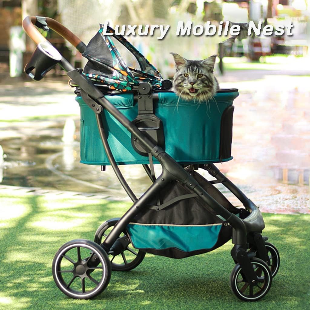 KITCISSL Cat Stroller Pet Strollers for Small and Medium Dogs, Dog Pram Buggy Detachable Pet Cat Stroller Foldable Multiple Dog Prams Pushchairs for Small Dogs with Cup Holder(Grey A)