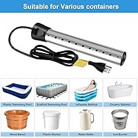 Vista 4 de B013 Calentador de agua de inmersión, calentador de agua caliente portátil de 2000 W con termómetro LCD digital, calentador de cubo con protector