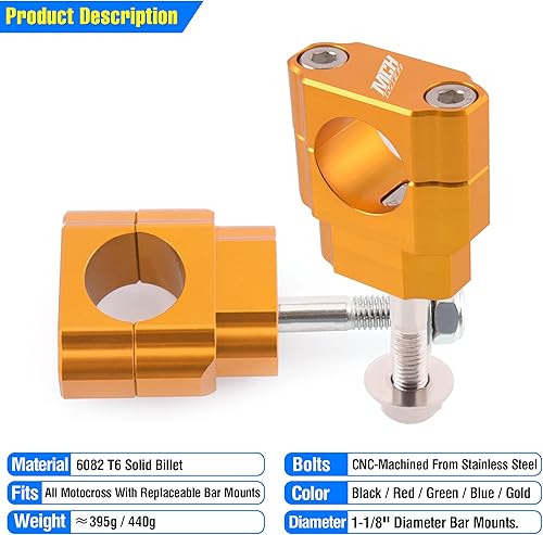 Miniatura 4 de Elevadores de manillar de motocicleta de 1 18 pulgadas, soportes de abrazadera de manillar de 1.102 in para 110 cc, 125 cc, 150 cc, 200 cc, ATV