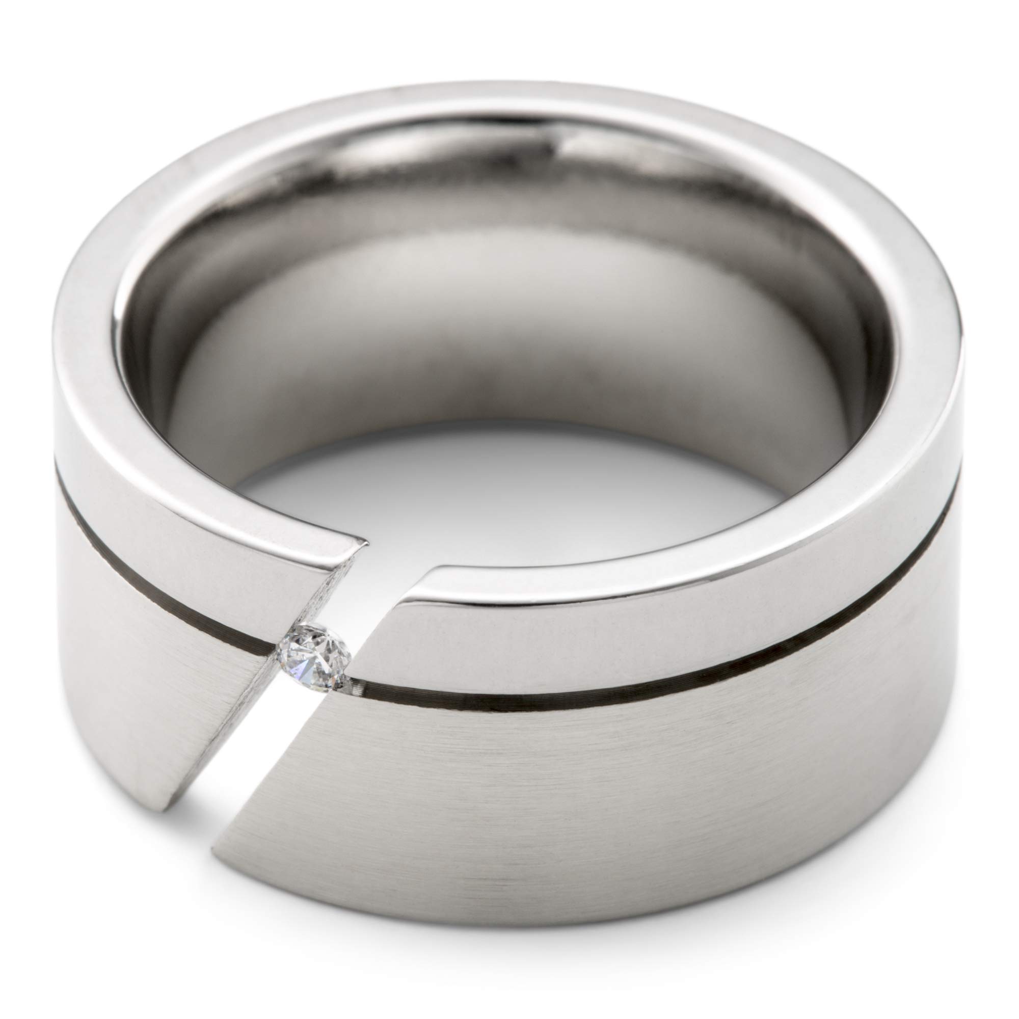 Heideman Ring Damen Kerbe Silber Edelstahl matt Zirkonia weiß