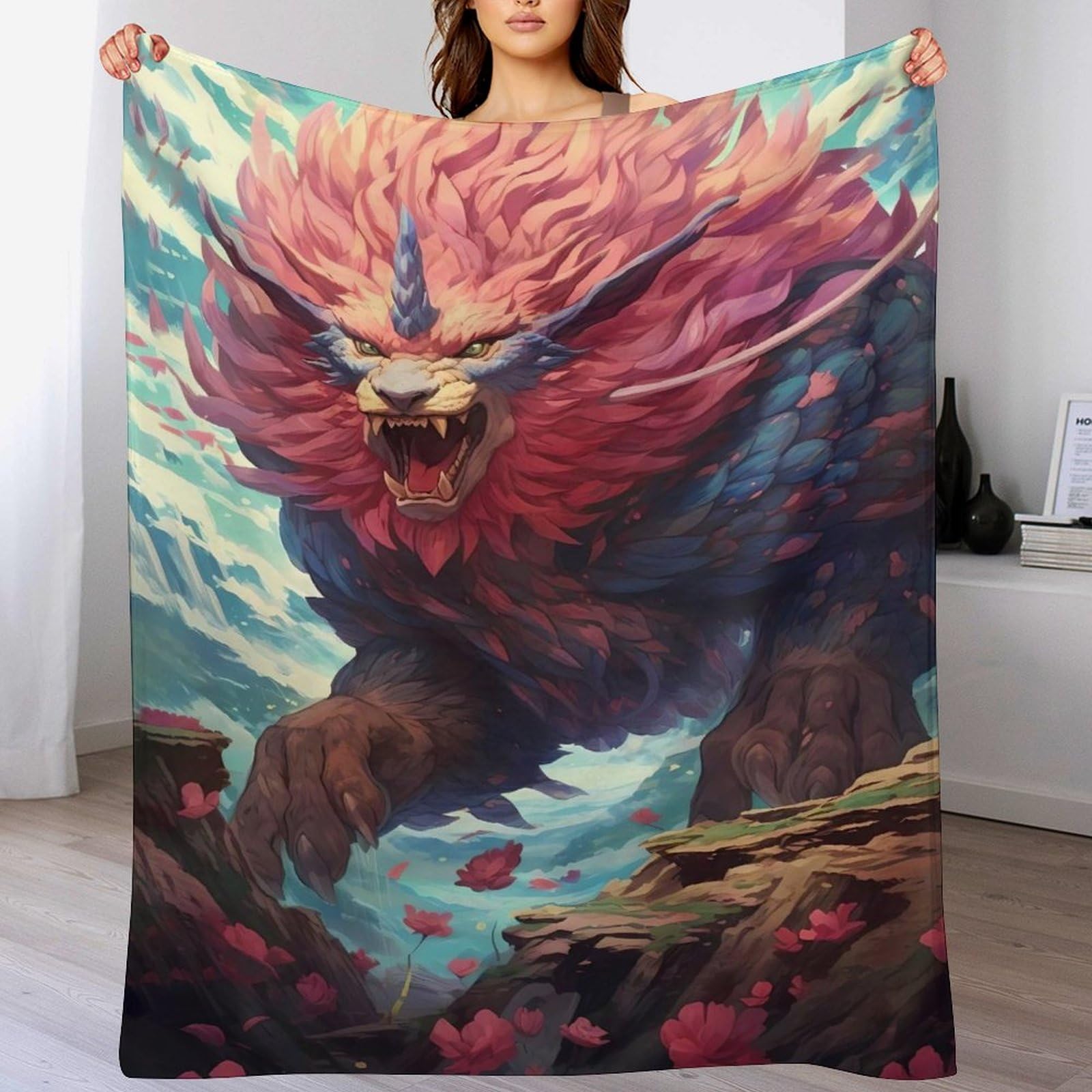 Couverture polaire flannel dragon anti-froid pour canapé 140x180