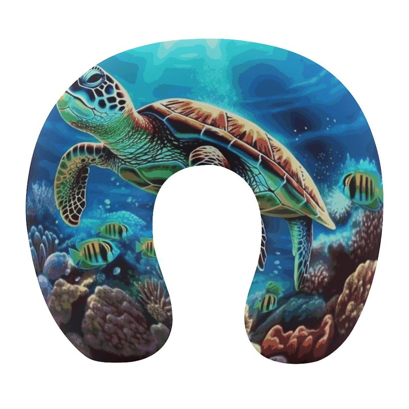 Adfgyerh Style Sea Turtles Diamond Painting U-Shaped Pillow，Memory Foam Pillow Core，Cushion ，Provide Neck Support ，Travel Pillow，Suitable For Airplanes, Cars, Homes, And Offices.