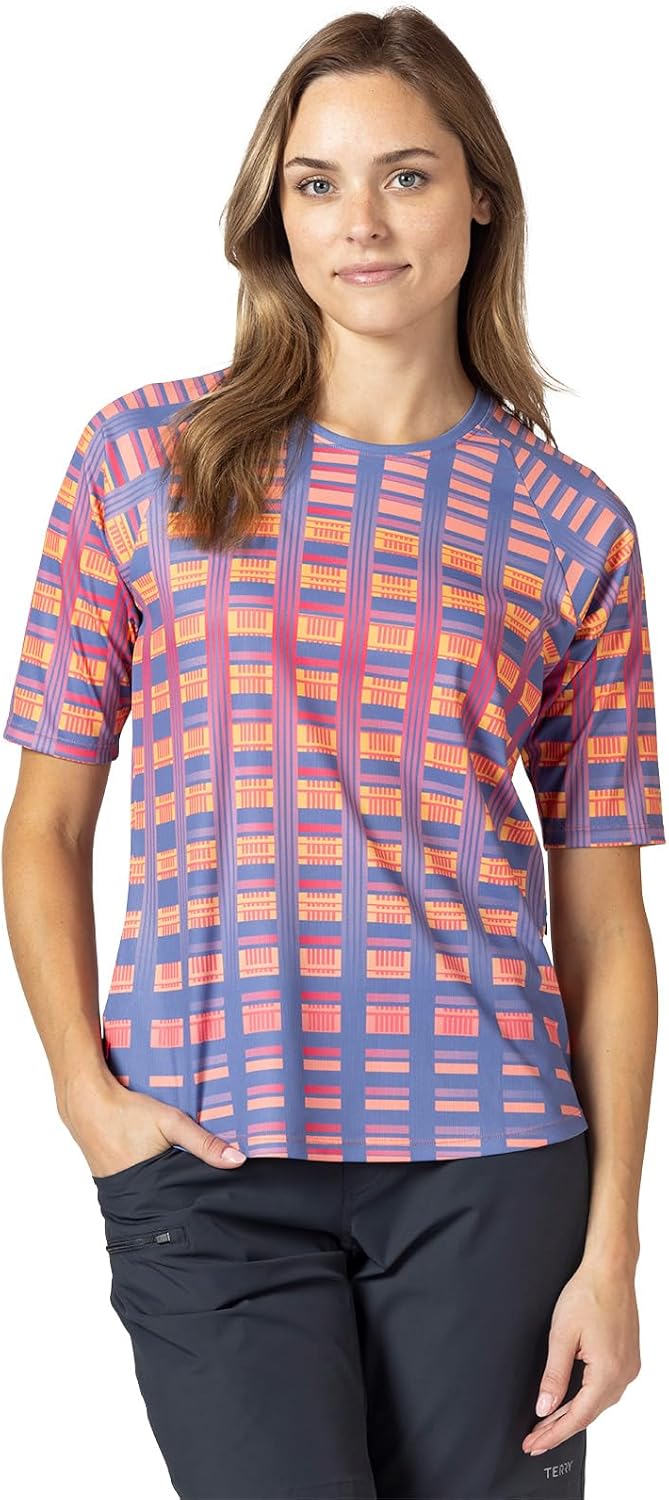 Terry Cycling Jersey Womens Vista Mountain Bike Top, Short Sleeve Top for Women, Semi-Fitted Abrasion Resistant Shirt