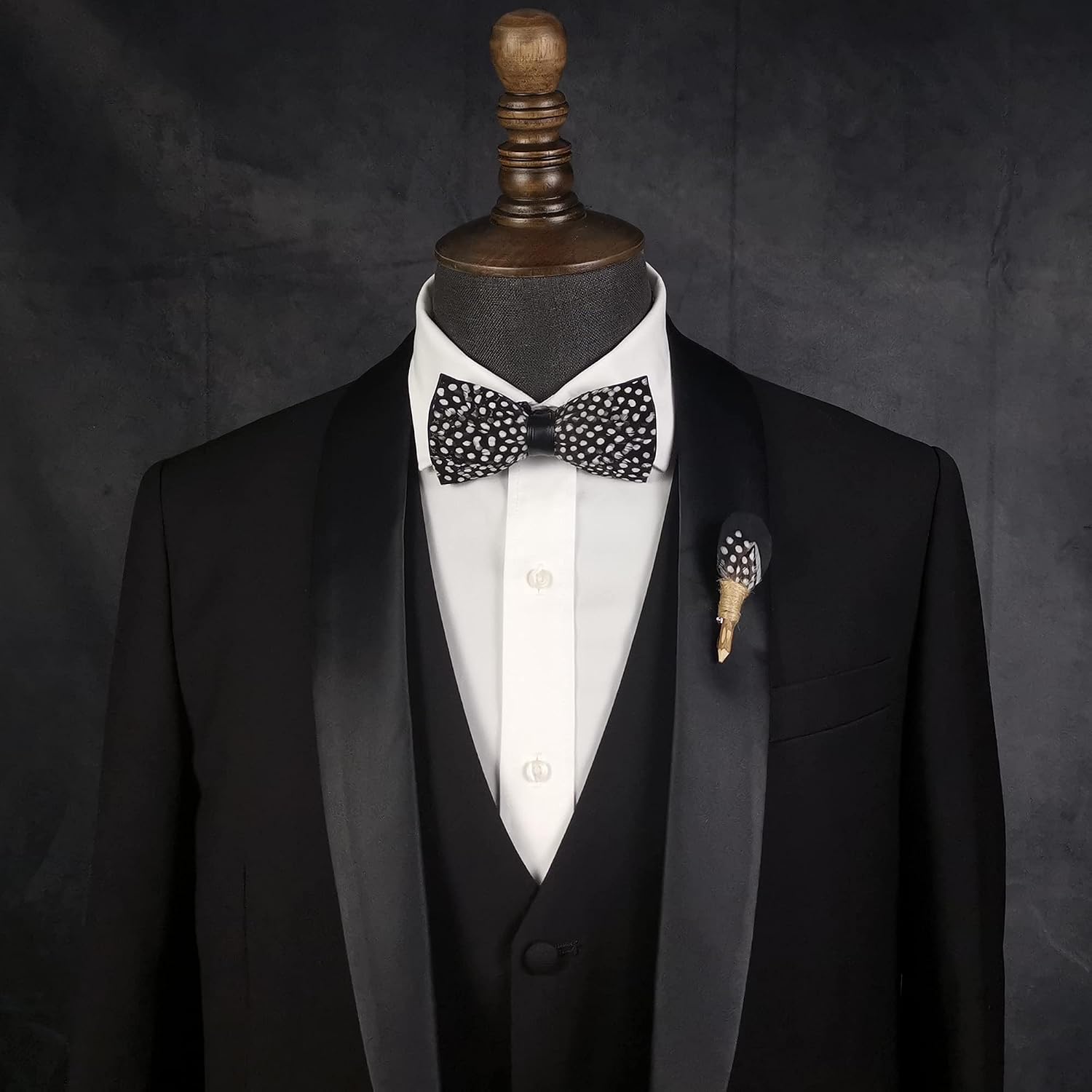 Feather Bow Ties for Men Original Luxury Elegant Wedding Bow Tie Pre-Tied Handmade Mens Bowties for Tuxedo