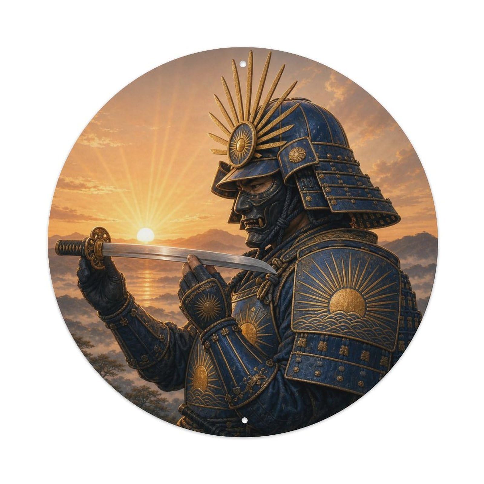 Okngb Style Moon Azure Dawn Side Blade Inspection Warrior Seal Metal Tin Sign Plaque Wall Decor For Cafe, Man Cave, Club Bar, Office, Home Garden Round Metal Poster 8X8inch