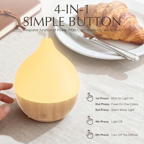 SALKING Diffuseur d’Huiles Essentielles Ultrasonique, Humidificateur d’Air Électrique 100 ML, Diffusion Silencieuse, Lumière Chaude avec Arrêt Automatique, pour Chambre, Yoga et Massage, Pack de 2 - 5