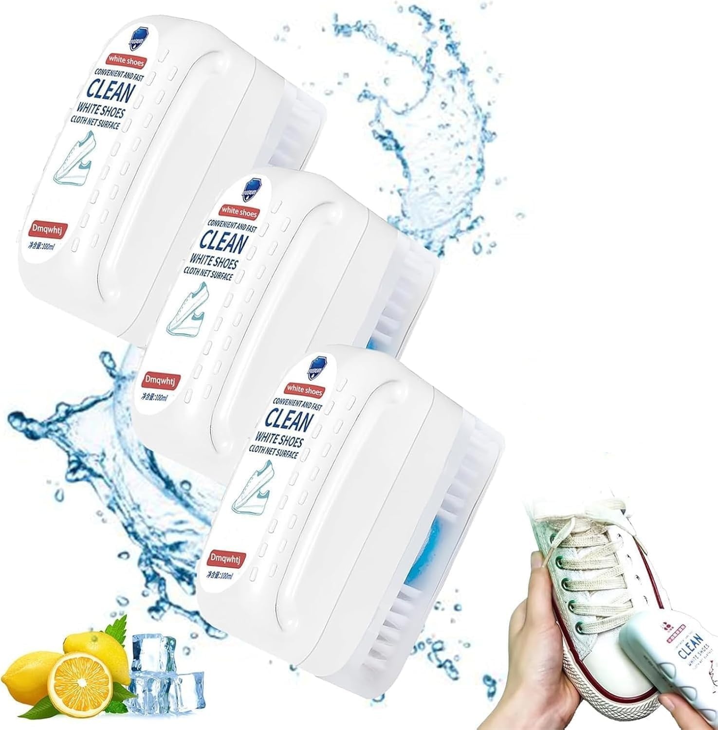 AzoneeAzonee 3 Pcs Powerful 2-in-1 Multifunction Shoe Brush for Sneakers, White Shoe Cleaner Care Kit, Shoe Brush Cleaner and Eraser 2-in-1, White Shoe Cleaner, Suitable for Tennis Shoes & Canvas Shoes