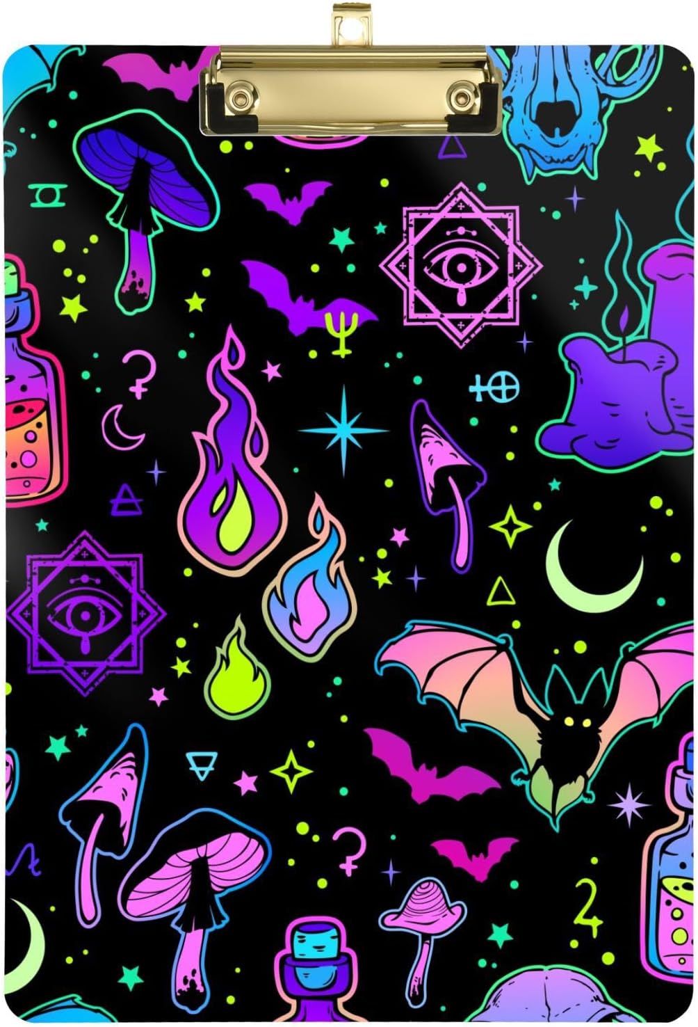 Funny Bright Witchy Elements Happy Halloween Office Mate Slim clipboard Acrylic Cute for Nursing Trade Quest Size 9 x 12