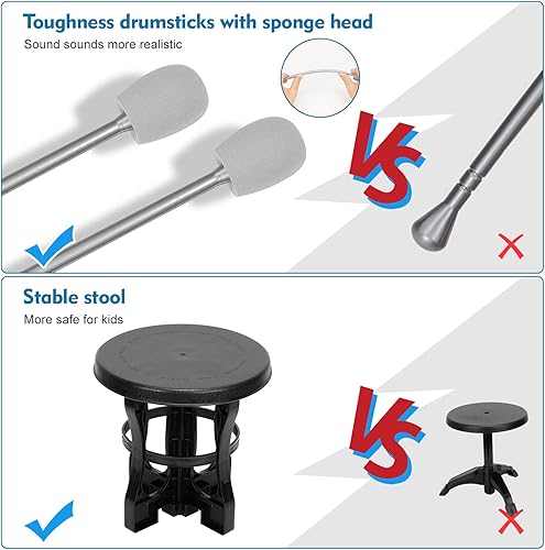 Miniatura 4 de Juego de batería de juguetes musicales para niños de 2 a 4 años, juego de batería de jazz rock, instrumentos musicales, juguete para fiesta