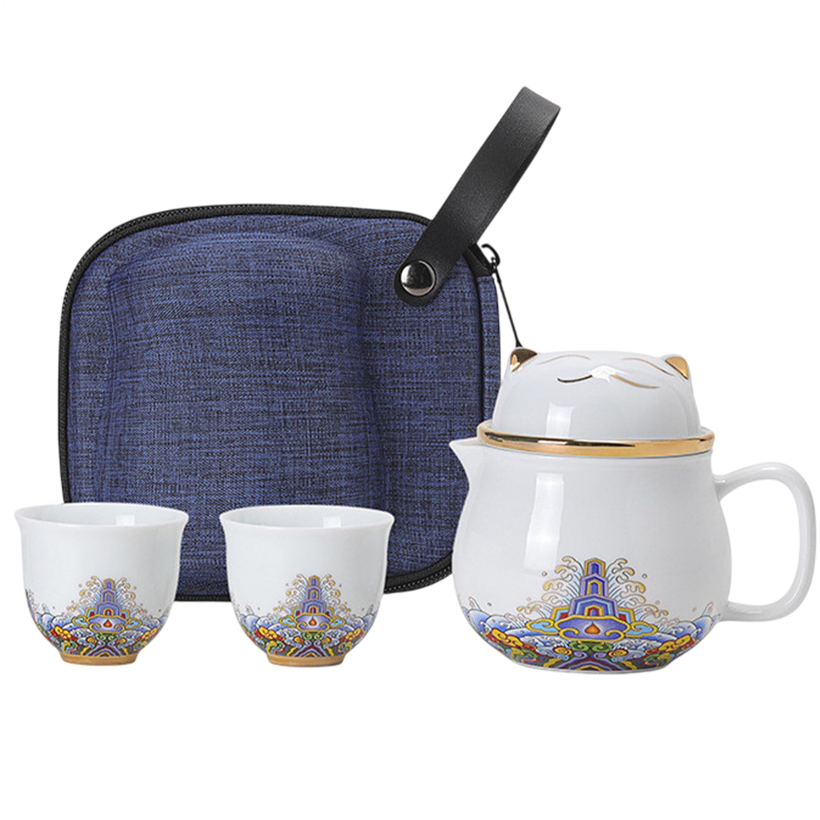 Set Teiera Con Colino Per Tè Servizio Da Tè In Porcellana Antiurto E | Ceramica Colino per Viaggio e Casa, Facile da Pulire