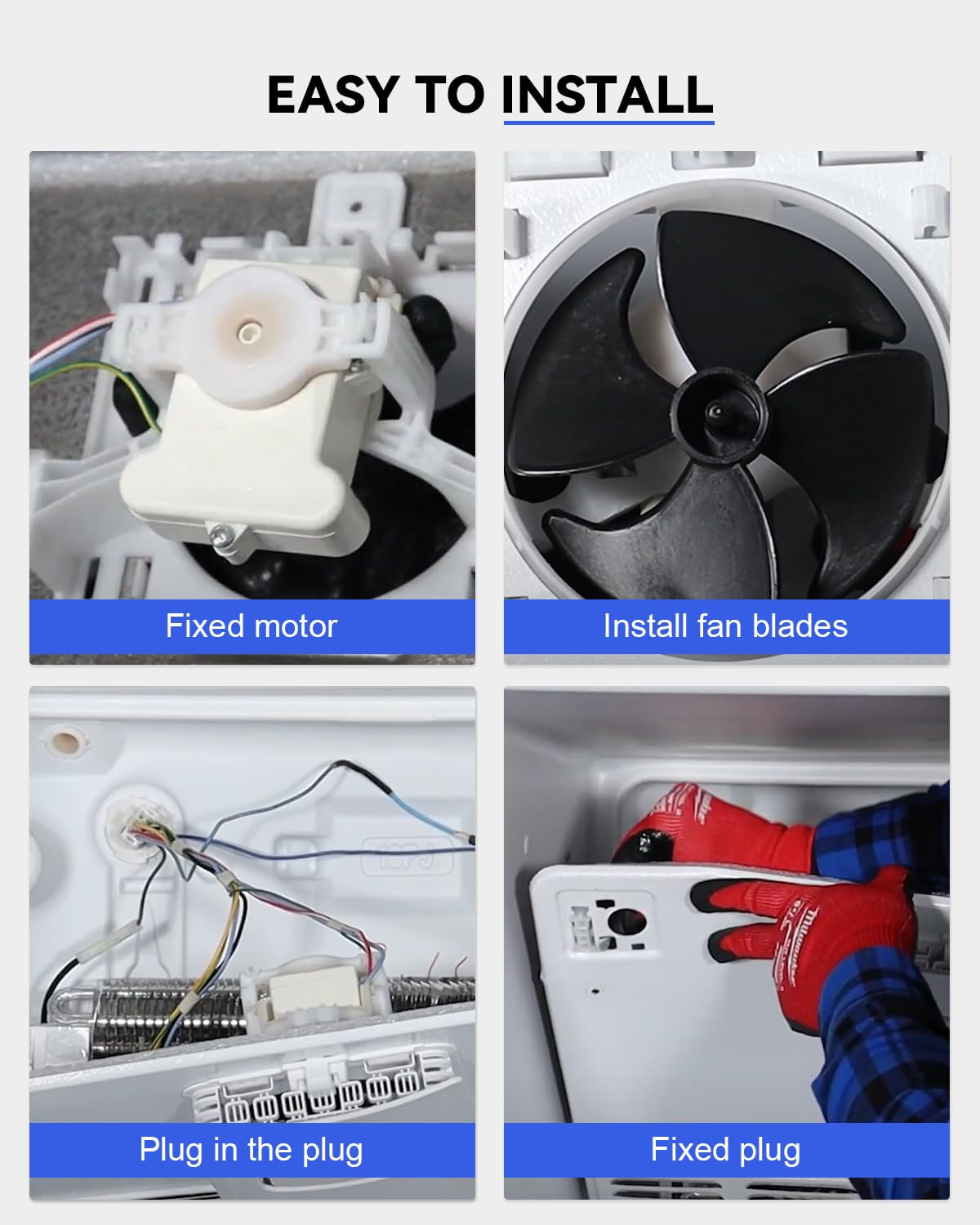 242219204 Evaporator Fan Motor Replacement for Frigidaire Crosley Refrigerator, Replace AP6041603, AC 115V 60Hz 3.3 W 2600 RPM