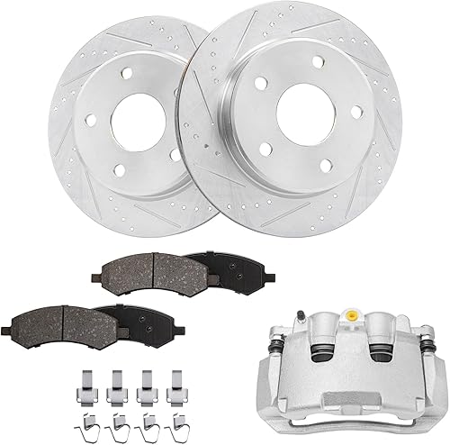 Miniatura 92 de Detroit Axle - Kit de freno delantero para Ford Explorer Mercury Mountaineer 2002-2005 Bujes de rodamiento de rueda perforados y ranurados rotores