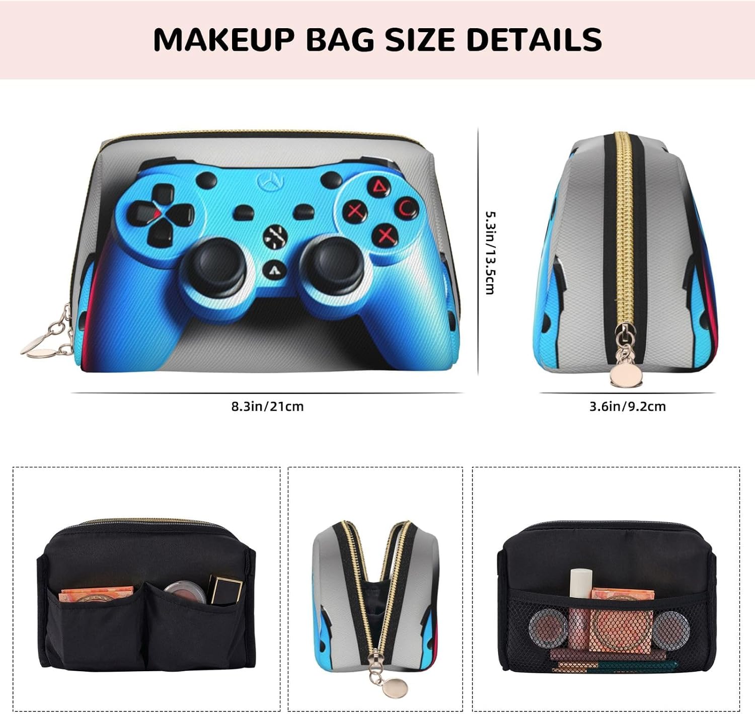 Blue Game Controller Cosmetic Bags, Makeup Case Small Makeup Bags Jewelry Coin Pouch, Travel Cosmetic Pouch image 5