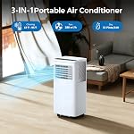 10,000 BTU Portable Air Conditioner with Cooling Dehumidifier Fan, Cools Room up to 450 sq ft, 3-in-1 AC Unit with Remote & Touch, 2 Speeds, 24H Timer, LED Display, Includes Window Kit, White