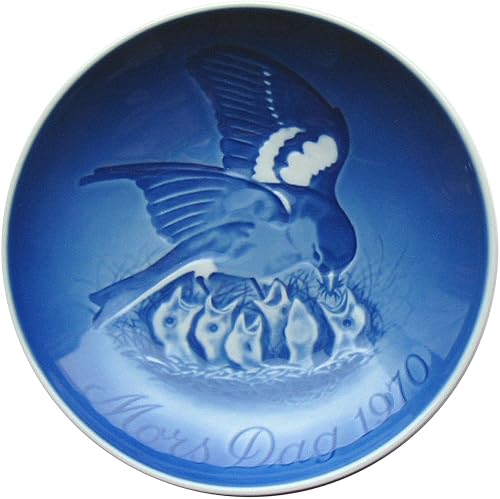 BING & GRONDAHL 1970 Plato de porcelana para el Día de la Madre - Un gorrión y sus yong