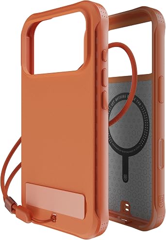BodyGuardz Performance Pro Compatible with iPhone 17 Pro Case - Shockproof 18FT Drop Rating - Compatible with MagSafe - Temperature Regulating Technology - Kickstand Rust Or