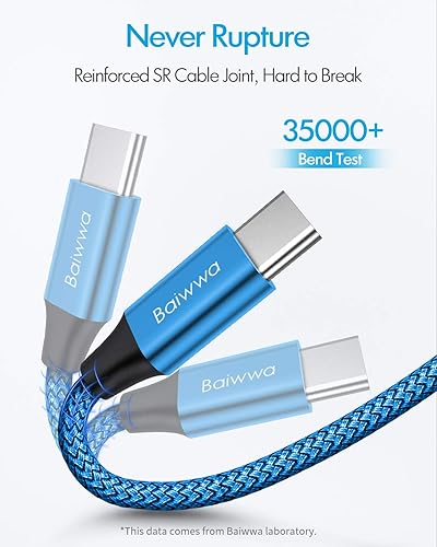 Miniatura 5 de Baiwwa - Cable de carga rápida USB tipo C de 10 pies, cable de carga rápida USB A a USB C, cargador trenzado compatible con Samsung Galaxy S22 S21