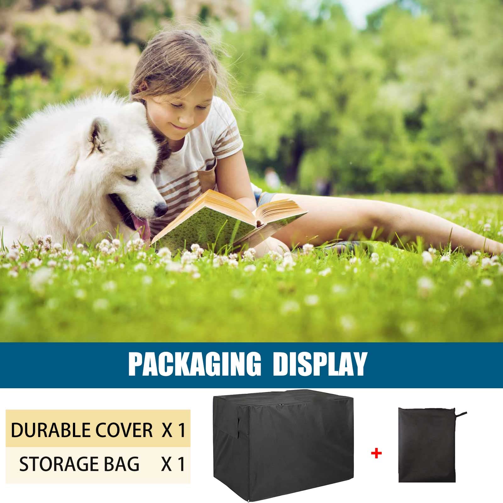 Telo Copertura Gabbia per Cani, Tela Oxford 210D Doppia Porta Copri Kennel Cane, Materiale Resistente Impermeabile Ombreggiante Traspirante Copertura per Cane Kennel (95 X 61 X 64cm)