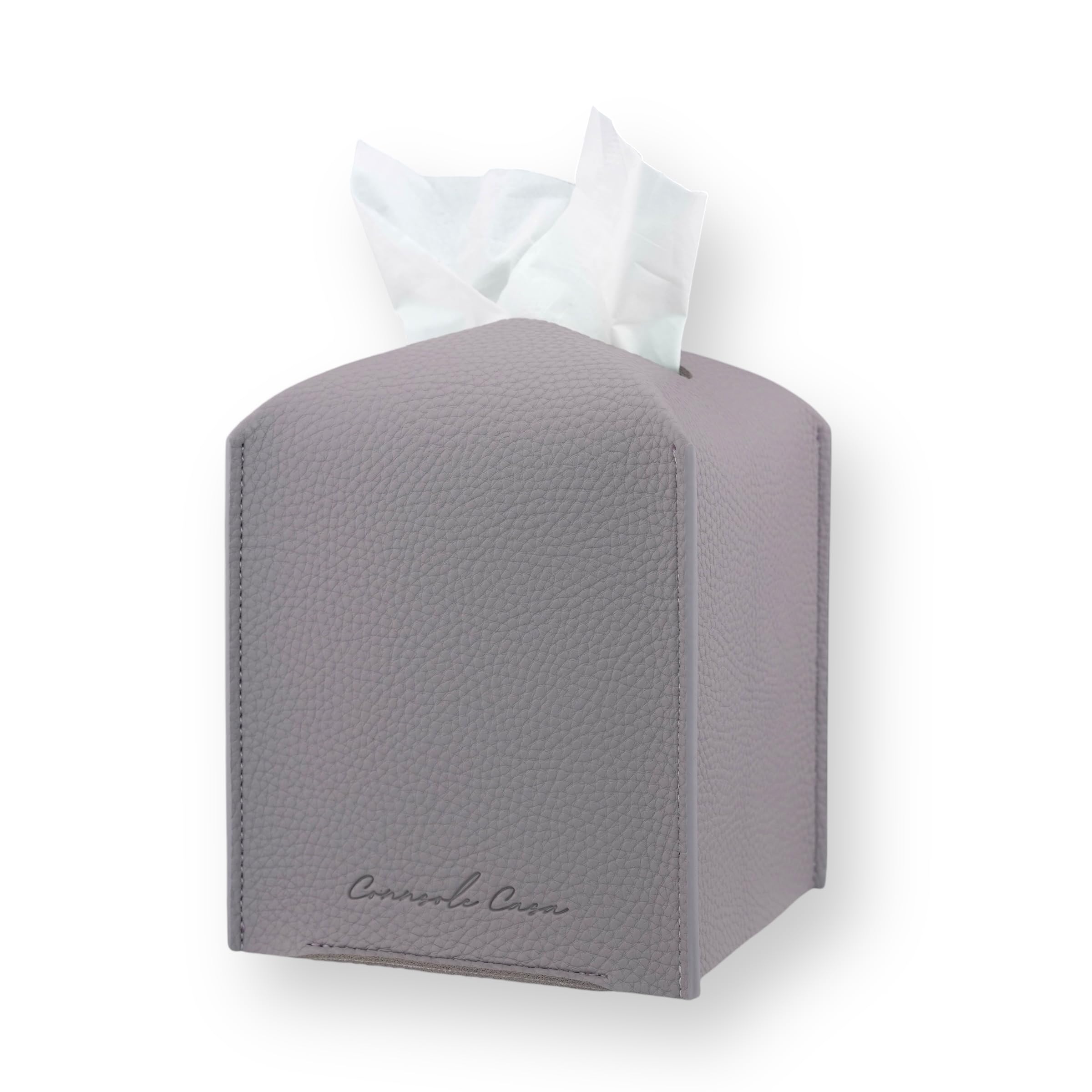 Premium PU Leather Tissue Box Holder - Elegant Hotel-Style Tissue Box Cover for Home, Office & Car Décor, Tissues Cube Organizer for a Natural & Classic Look (Purple Grey)