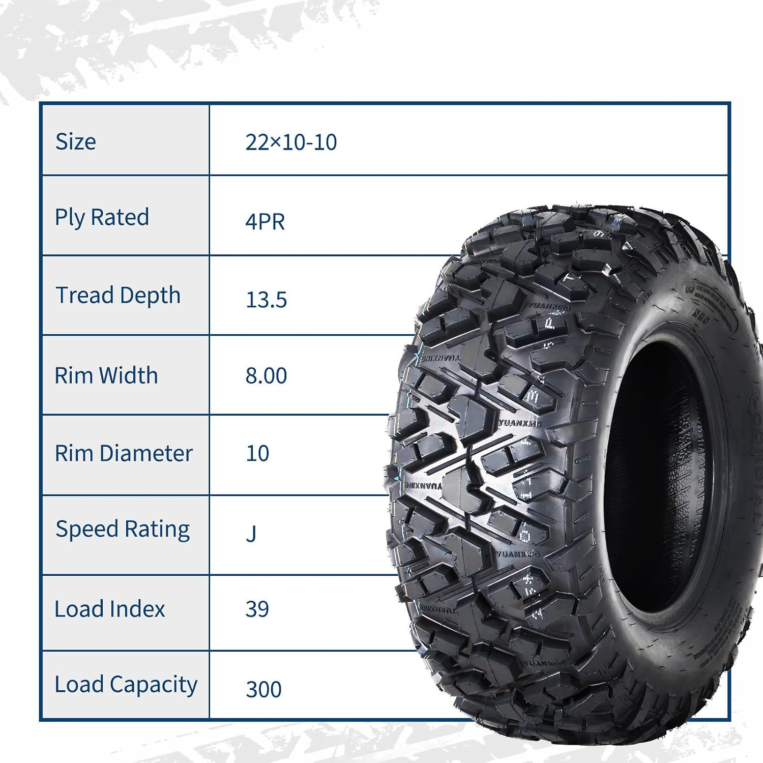 ATV Tires, 2 Pack 22x10-10 22x10X10 ATV UTV All Terrain Tires for Trail, Desert, Mud, Dirt, Street, Sand, 6PR Tubeless
