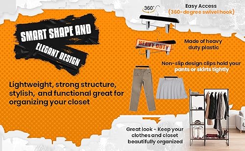 Miniatura 4 de Abs - Perchas de plástico para pantalones, perfectas para faldas, pantalones, pantalones de vestir, jeans y más, juego de 5 unidades, color dorado