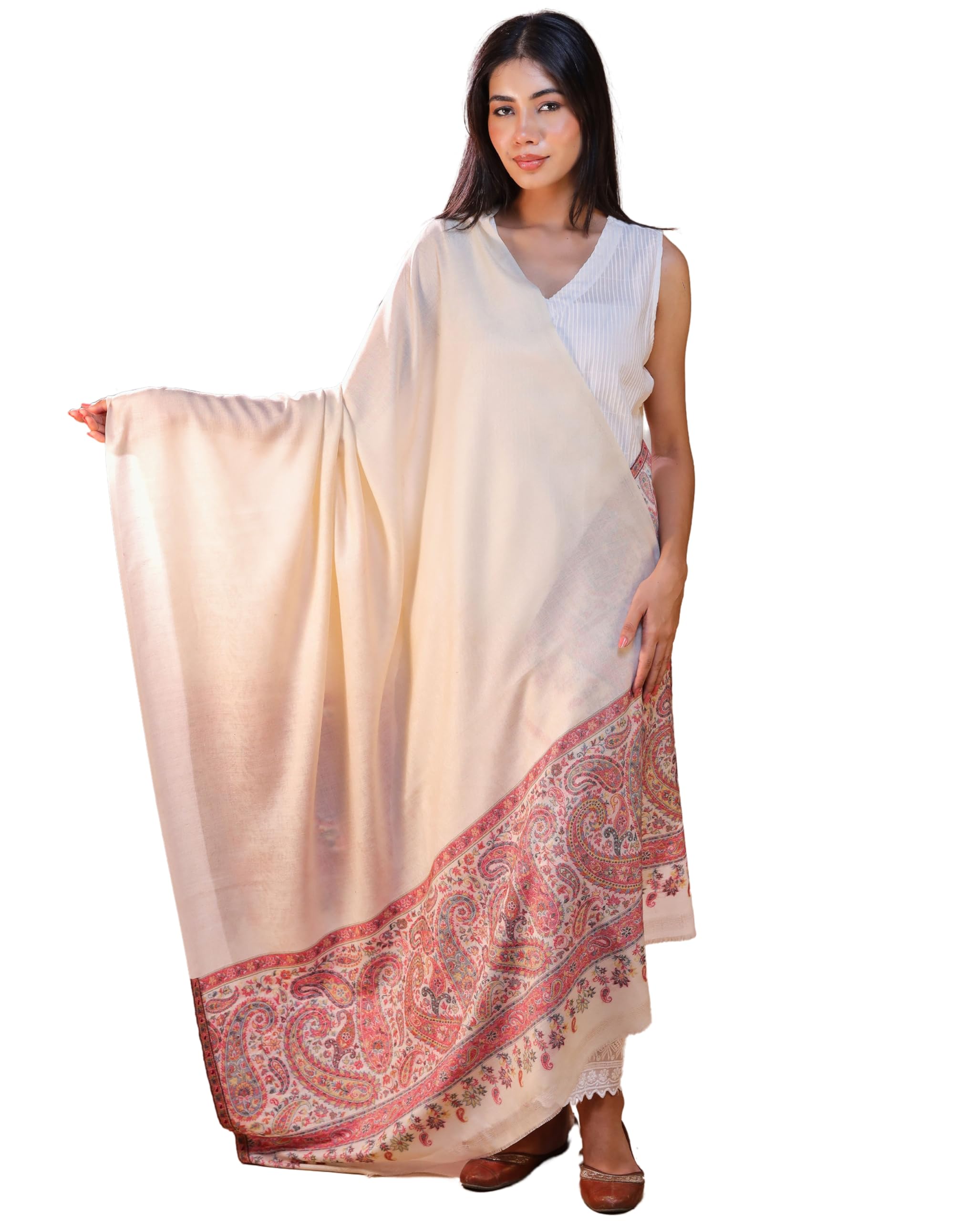 swi with label Women Kani Woven Design Wool Shawl_SI1033-picture-12