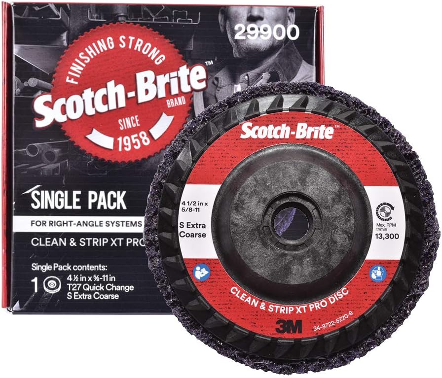 Scotch-Brite Clean and Strip XT Pro Disc - Rust and Paint Stripping Disc - 4.5” diam. x 5/8-11 Quick Change Thread - Extra Coarse Silicon Carbide - Pack of 1