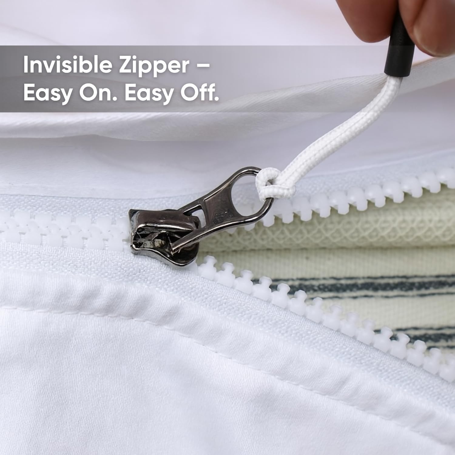 5 Pc Zip On Fitted Sheet - Includes 1 Fitted Base + 2 Zip Sheet - Easy to Change, Won’t Pop Off King Sheet - Soft 600 TC Cotton Fitted Sheet- 15” Deep Pocket King Size- Blush