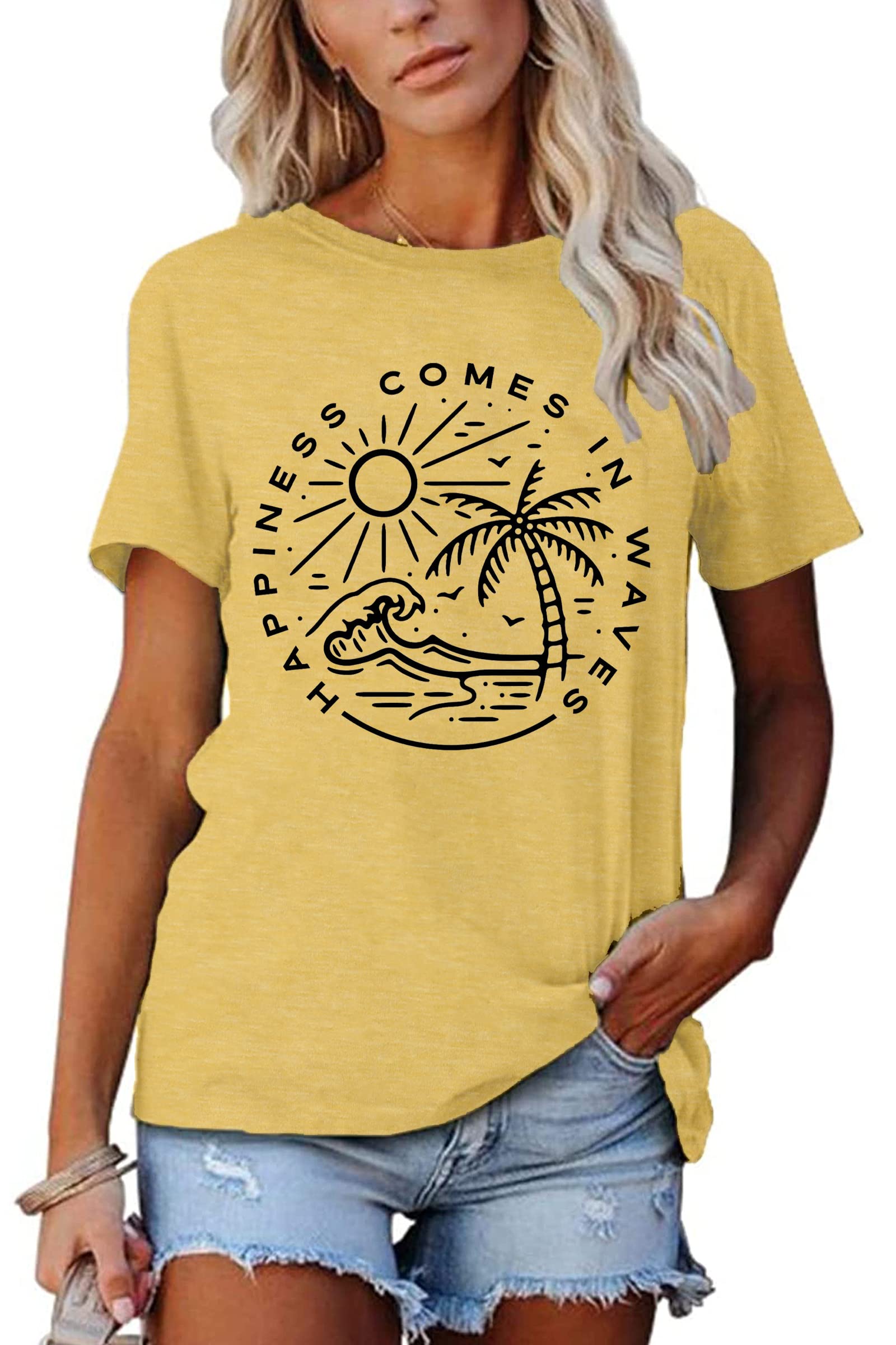 Hawaiian Flower Shirt for Women : Aloha Shirt Hibiscus Flower Graphic Shirt Hawaii Trip Shirt Summer Vacation Tee Top