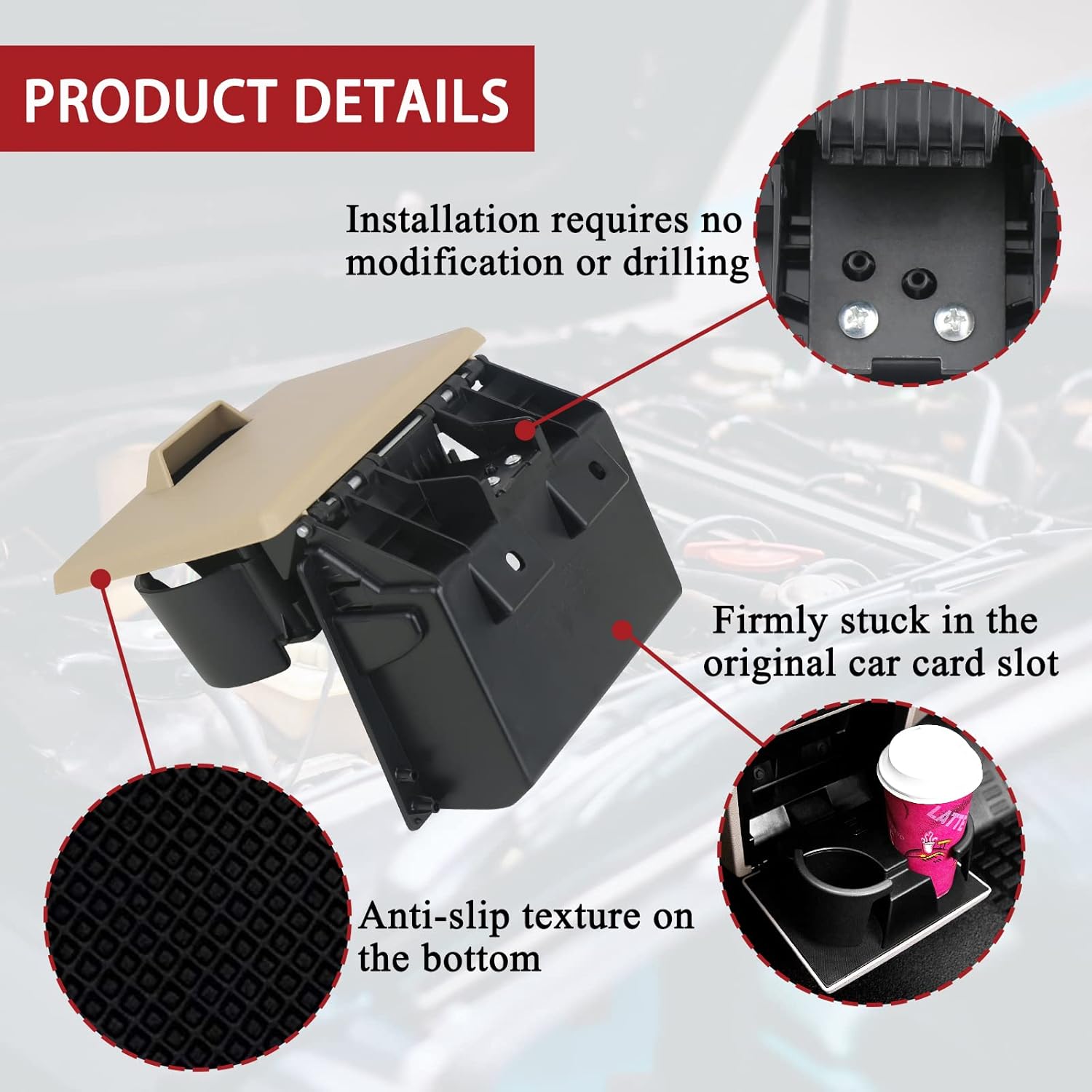 TQPONLY Dashboard Cup Holder Compatible with F250 F350 F450 F550 Super Duty 2008-2016 Replaces 8C3Z-2513562-AE (Tan/Camel)